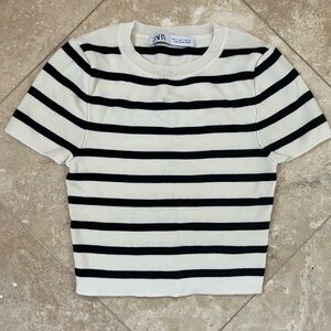 Zara Ribbed Short Sleeve Top